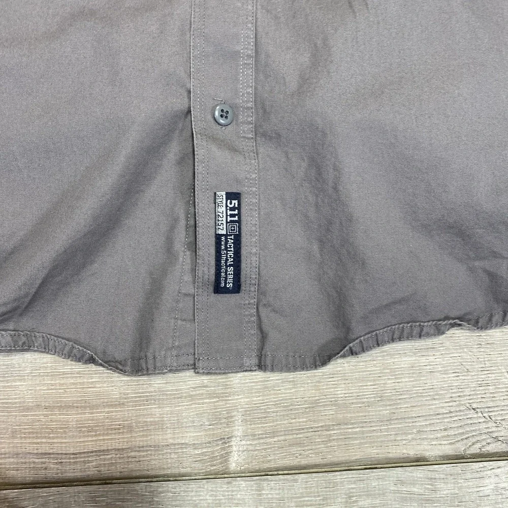 5.11 Tactical Shirt Men Medium Gray Long Sleeve Vented Back Mesh Lined RapidDraw